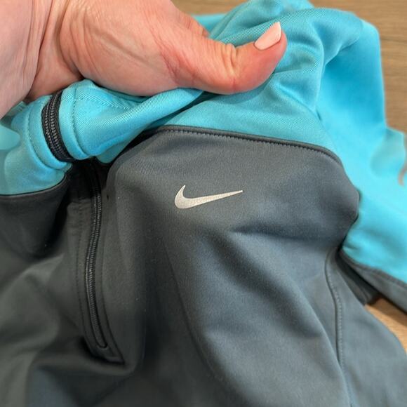 NIKE Gray Blue Dri-Fit Half-Zip Fleece Pullover Running Active Hoodie Size Large - Picture 11 of 13